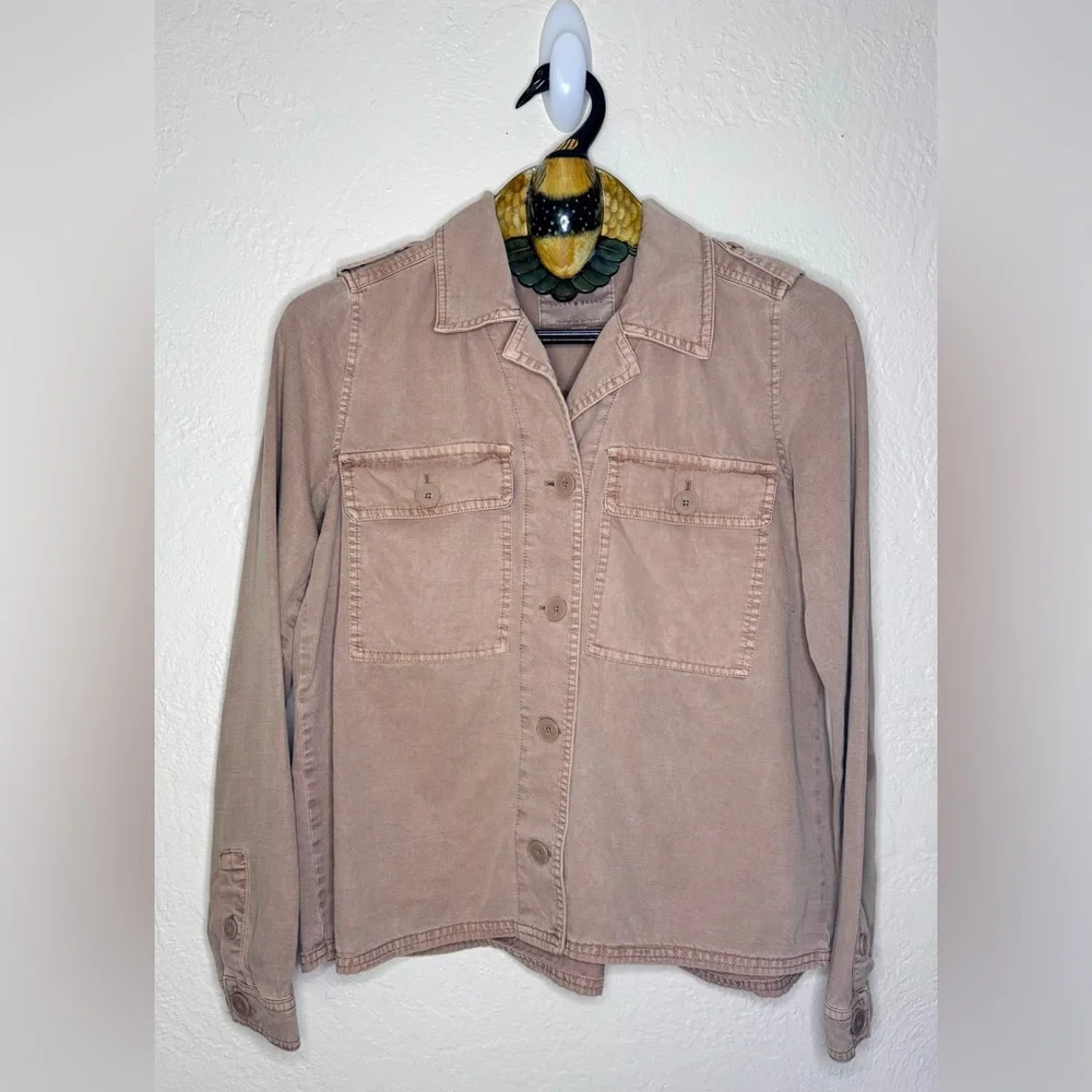 LUCKY BRAND Lightweight Utility Jacket Button Front Shacket Camel Tan Women's XS